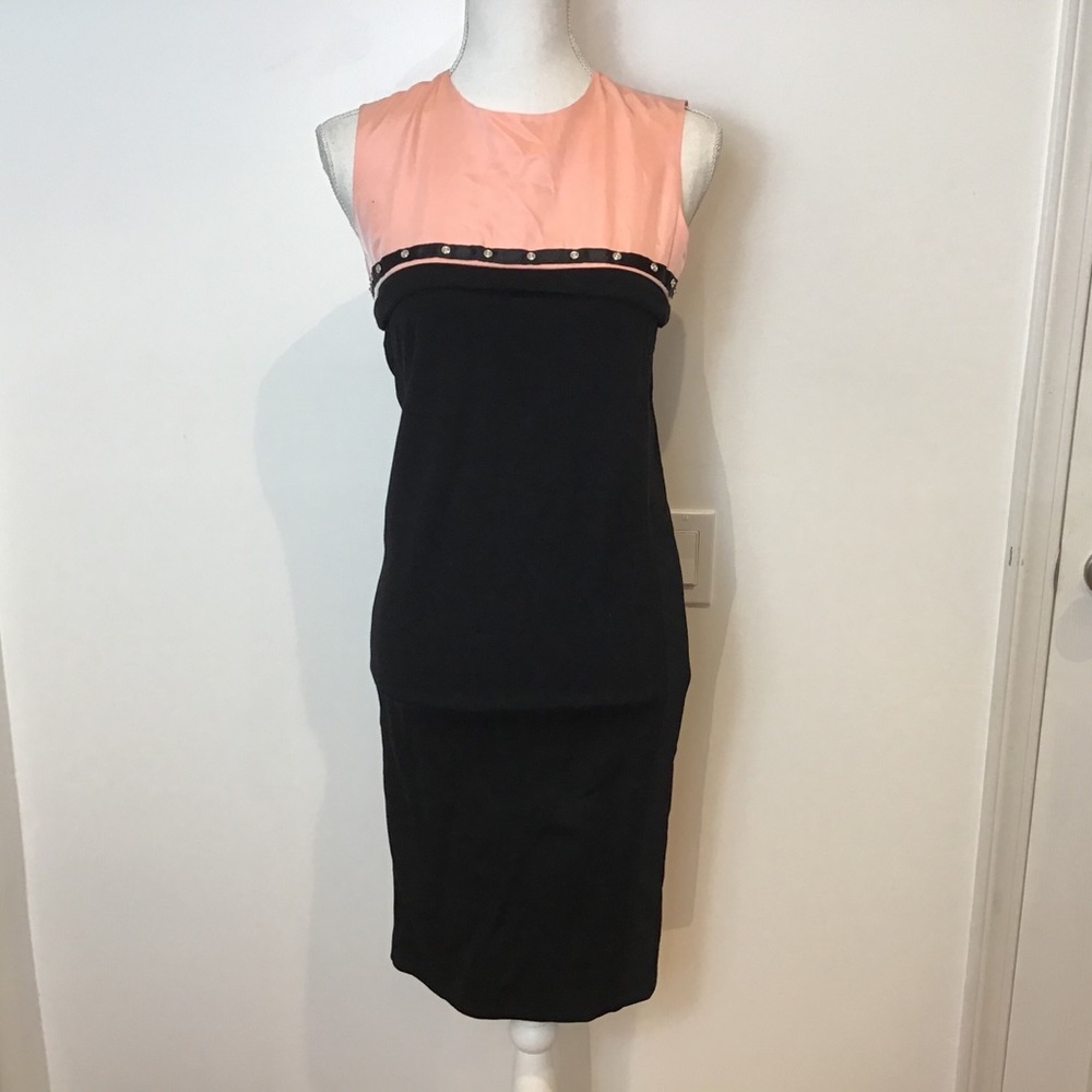BALENCIAGA PARIS COLOR-BLOCK STUDDED DRESS SZ 6